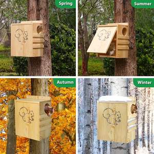 Nid d'écureuil en bois pour extérieur, mangeoire murale de jardin, cage de reproduction pour hamster et perroquet, <span class=keywords><strong>lit</strong></span> pour animaux de compagnie, <span class=keywords><strong>habitat</strong></span> pour écureuil - Product Image 4