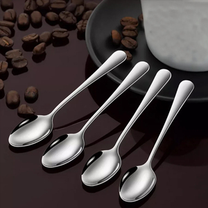 Lot de 6 <span class=keywords><strong>Petites</strong></span> Cuillères de Cuisine en Acier Inoxydable, Cuillère à Glace Design Classique <span class=keywords><strong>Argent</strong></span>é, Cuillère en Métal pour Caviar, Miel, Thé et Café - Product Image 6