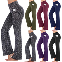 Dropshipping Nouveau Meilleure vente Leggings taille haute Femmes Couleur unie Serré Running Fitness Sports Yoga Pantalon évasé