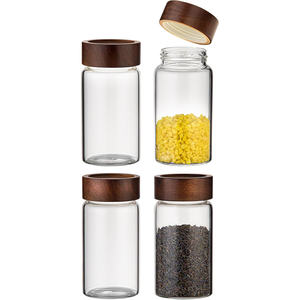 Prodcued Various Sizes Glass <b>Storage</b> Jar with Lids Custom Kitchen Glass Food <b>Storage</b> Container Mason <b>Spice</b> Jar Acacia Cover Jars - Product Image 4