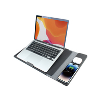 Funda para Portátil 4 en 1 de Cuero y Fieltro con Cargador Inalámbrico de 15W, Logotipo Personalizado, Estuche para Portátil de Fábrica, Cargador 4 en 1