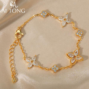 Bracelets classiques en laiton plaqué or 18 carats avec zircon, ajustables, bijoux de mode, bracelets pour cadeau de petite amie, de <span class=keywords><strong>maman</strong></span> - Product Image 3