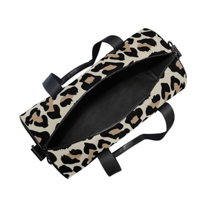 Stylish Custom Leopard Print <b>Round</b> <b>Canvas</b> Sports Weekender Women Overnight Duffle Travel Bags - Product Image 5