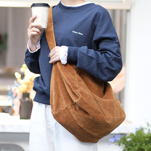 Bolsa de Compras de Hombro de Pana con Logotipo Personalizado Impreso, Nueva Oferta al por Mayor - Product Image 5