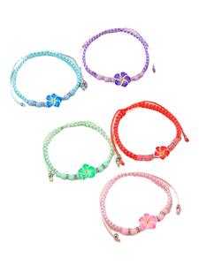 2024 nuovo Design Set di 5 pezzi di perline di fiori in argilla polimerica bohémien braccialetto di fiori da spiaggia Ocean Resort tessuto regolabile da donna - Product Image 5