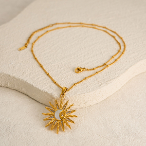 Myneck Jewelry-18K alla moda placcato oro in acciaio inox Boho <span class=keywords><strong>collana</strong></span> a maglie lunghe <span class=keywords><strong>con</strong></span> <span class=keywords><strong>ciondolo</strong></span> stella <span class=keywords><strong>luna</strong></span> <span class=keywords><strong>sole</strong></span> per cristiani - Product Image 5