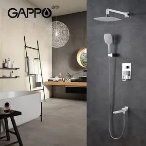12 Inch Ducha Brass Rain Concealed Curtain Bath & Shower Faucets Mixer System white and chrome Bathroom Shower Set G7117-8