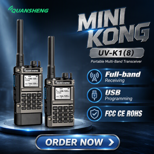 UV-K1(8) Fast Frequency Matching VHF UHF 5W Dual Band 1400/2500mAh Optional Two Way Radio