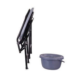 Tabouret de toilette pliable portable pour personnes âgées et femmes enceintes avec seau et structure en acier pour usage domestique - Product Image 3