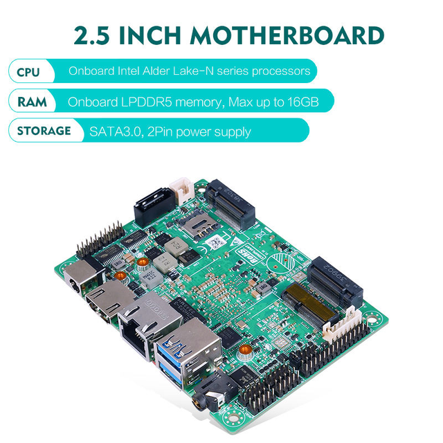 2.5" Industrial Motherboard Intel N150/N100/N305 LPDDR5 16GB 2COM LAN POE Pico-ITX AD742A