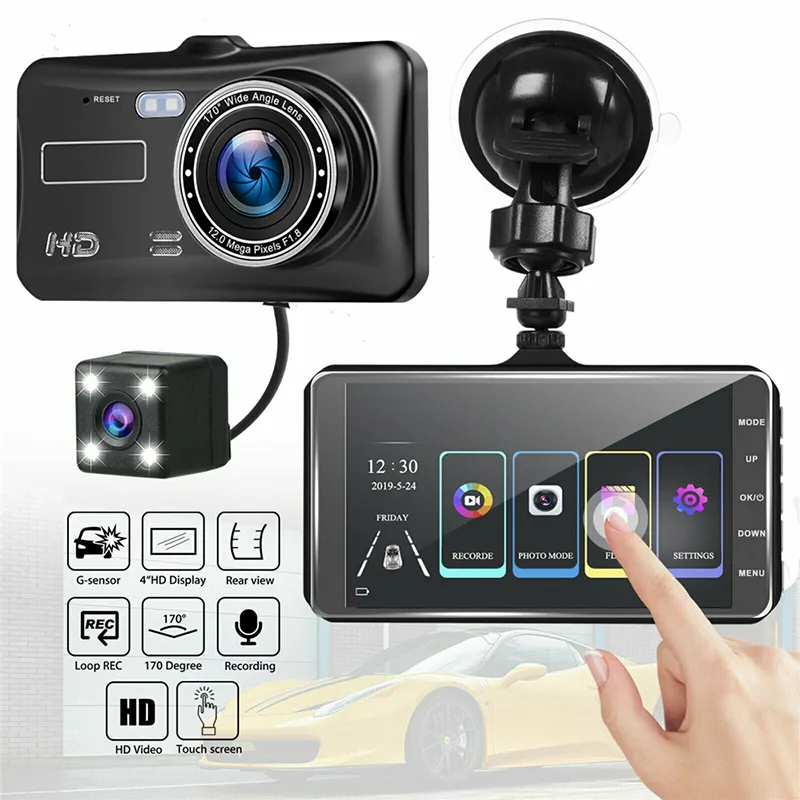 Top Sale Dash Camera 1080P 4.0Inch Front and Rear Dual Lens Car DVR IPS Touch Screen Car Recorder Dash Cam Car Camera Black Box