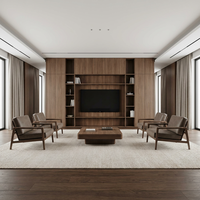 Console TV intégrée haut de gamme en bois de noyer ISO, murale, multifonctionnelle, pour salon et chambre, espace architectural OEM