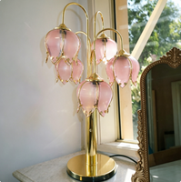 Lampe sur pied LED en verre et fer, design moderne, 5 lumières, base E26, décoration pour chambre à coucher et salon, rose tulipe lotus