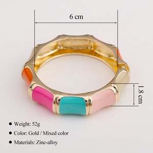 Bracciale in stile europeo con bracciale in smalto a colori a contrasto da donna braccialetti grossi colorati Vintage di lusso - Product Image 5