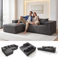 Canapé modulaire sectionnel en forme de L, sans structure, en mousse à mémoire de forme haute densité, certifié CE CEC CertiPUR EN 71, convertible en PU