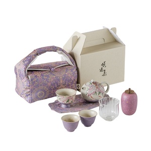 Service à thé Kung Fu en céramique peinte à la main motif glycine caramel, théière et tasse, pour la maison et les voyages, avec sac en tissu, modèle Xi Shi - Product Image 5