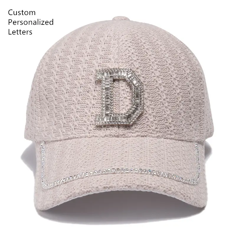 Luxury Cotton Crochet Baseball Cap Female Custom 3D Logo Knitted Cotton Fashion Sports Caps Hats