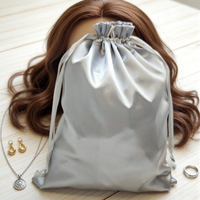Sac de luxe en soie pour cheveux, chaussures, perruques, anti-poussière, en satin, avec logo personnalisé imprimé, sac à cordon en soie, pochette à bijoux, collier