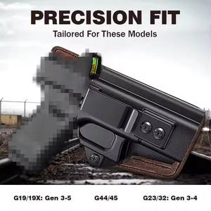 ซองพกพาแบบซ่อน IWB <span class=keywords><strong>Kydex</strong></span> สำหรับมือขวา ทำจากนีโอพรีนผสมหนัง ใช้ได้กับปืน G19/19x 44/45 23/32 - Product Image 2