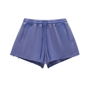 Drawstring Distressed <b>Shorts</b> 300GSM Heavyweight Cotton, Women's Summer Hot Pants - Product Image 1