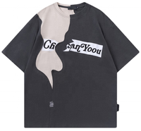 Nouveau design couleur bloc t-shirt logo de broderie personnalisé 100% coton Patchwork surdimensionné hommes T-shirt