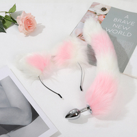 Juguetes Sexuales Anales, Tapón Anal con Cola de Zorro, Diadema de Orejas de Gato de Peluche con Campanas, Juego de Collar, Juguetes Sexuales de Masaje para Mujeres, Parejas, Cosplay