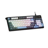 Clavier de bureau filaire à membrane 98 touches, couleurs mélangées, pour jeux, 3 couleurs, pour ordinateur de bureau et portable, avec éclairage LED