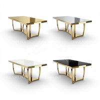 Table à manger de luxe moderne et onirique en verre miroir, avec cadre en acier inoxydable épaissi et durable, idéale pour hôtel/extérieur/fêtes