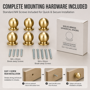 Modern Solid <b>Brass</b> Round Ball Cabinet <b>Knob</b> Brushed Gold Furniture Handle Drawer Wardrobe Hardware - Product Image 5