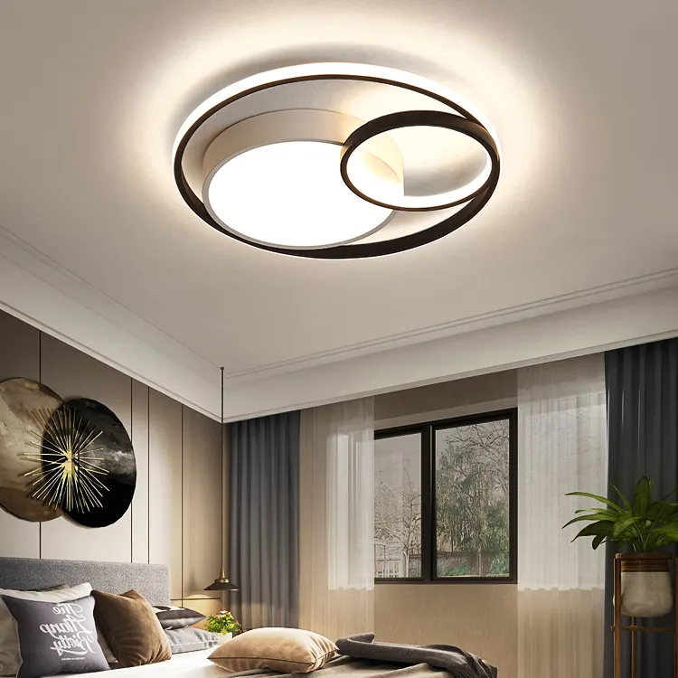Holesale-Luz led de techo moderna para el hogar, lámpara redonda de aluminio y acrílico regulable de lujo