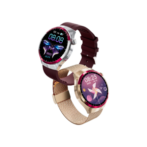 Montre connectée haut de gamme avec <span class=keywords><strong>lunette</strong></span> rouge, bracelet en maille d'acier inoxydable, écran TFT, étanche IP67, cadran analogique classique pour le bureau et les affaires - Product Image 6