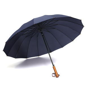 Parapluie automatique à manche droite en bois, de grande taille, 25 pouces, 16 plis, de couleur noire, offre spéciale - Product Image 2