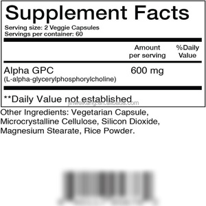 Vitahealthy Private <strong>Label</strong> <strong>Brain</strong> <strong>Function</strong> Alpha GPC Glycerylphosphorylcholine Capsules Supports Memory <strong>Brain</strong> Boosts Focus - Product Image 2