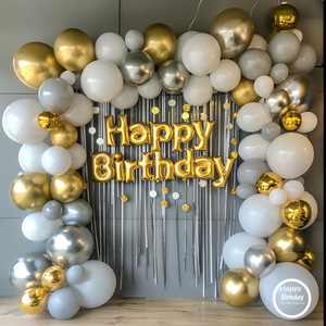 Cadena de bolas de aire de látex gris de alta calidad, decoración de arco, Fondo de fiesta de cumpleaños o boda para niños, diseño de guirnalda - Product Image 1