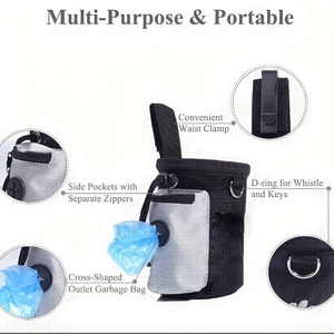 Sac à friandises pour animaux de compagnie imperméable gris, pochette pour collations d'entraînement avec ceinture, logo personnalisé pour les promenades avec le chien - Product Image 5