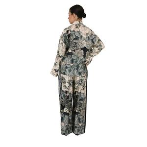 Pantalon pour femme Zahjr, beige, vert, imprimé floral, jambe large, taille haute, décontracté - Product Image 5