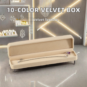 Popular <b>Velvet</b> Long Shape Fabric Jewelry Necklace Display <b>Storage</b> Gift <b>Box</b> Rectangle Shape Jewelry Gift <b>Box</b> - Product Image 3