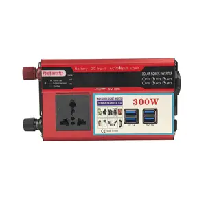 600W Peak Power 300 Watt Car Power Inverter DC 12V AC 220V 4 USB LCD