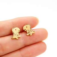 Vente en gros de boucles d'oreilles en acier inoxydable série animaux de dessin animé boucles d'oreilles femmes mode chat oiseau requin ours dinosaure pour fille