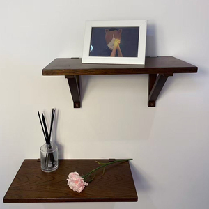 Solid <strong>Oak</strong> <strong>Wall</strong> <strong>Shelf</strong> Decorative Hanging <strong>Shelf</strong> Storage Rack with Brackets for Bedroom, Living Room, Bathroom, Kitchen - Product Image 2
