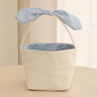 Paniers de Pâques en toile avec poignée, paniers cadeaux pour la chasse aux œufs de Pâques, en gros pour enfants, seau de rangement mignon avec oreilles de lapin et rayures