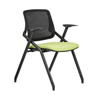Chaise de conférence pliable avec accoudoirs et tablette d'écriture, design moderne, en maille, empilable, pour usage commercial et bureautique