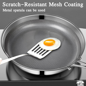 Triply Stainless Steel Frying <b>Pan</b> Saute <b>Pan</b> Non-Stick Coating Gas <b>Induction</b> Compatible Home Cooking Cookware Set Glass Lid Easy - Product Image 6