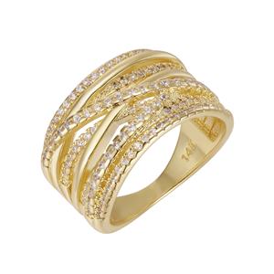 फैशन 14 के सोने ने जिरकोनिया के साथ दो टोन रिंग, इलेक्ट्रोप्लेटिंग गहने निर्माता थोक, यूरोप और अमेरिका में लोकप्रिय - Product Image 1