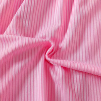 Abito Estivo 2026 Nuovo Arrivo con Design Floreale in Vita, Rosa Carino in Poliestere, Modello A-line da Principessa a Righe Verticali, con Maniche a Sbuffo