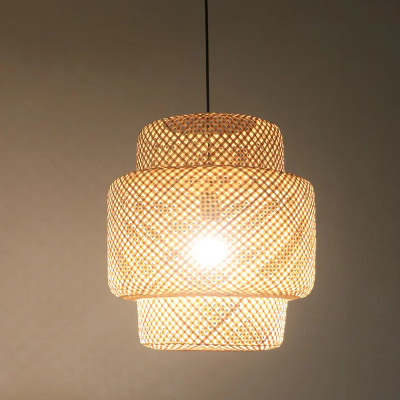 キッチン竹ランプシェード手作り織り照明木製自由奔放に生きる装飾のための籐ペンダント照明