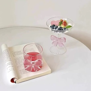 Ventes directes du fabricant Ins Creative Pink Bow Juice Grape Glass Cup Cute Light Luxury Fairy Glass Wine Goblet Cup - Product Image 5