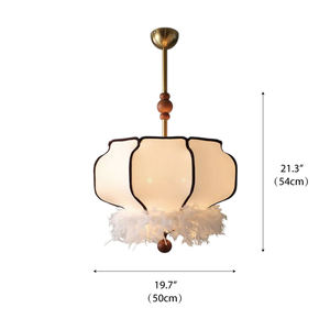 Lustre moderne rétro français pour chambre à coucher, café, en métal, tissu, <span class=keywords><strong>bois</strong></span>, plumes, lanterne suspendue de haute qualité, nouveau design - Product Image 6