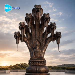 Sculpture de <span class=keywords><strong>Bouddha</strong></span> Naga à 7 Têtes en Bronze Antique, Statue de <span class=keywords><strong>Bouddha</strong></span> Serpent du Bouddhisme Thaïlandais, Ornement Religieux de Jardin Extérieur - Product Image 6