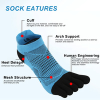 Chaussettes de sport à cinq doigts, rembourrées, pour la course à pied et le cyclisme, de haute qualité, populaires, avec logo personnalisé, vente en gros OEM